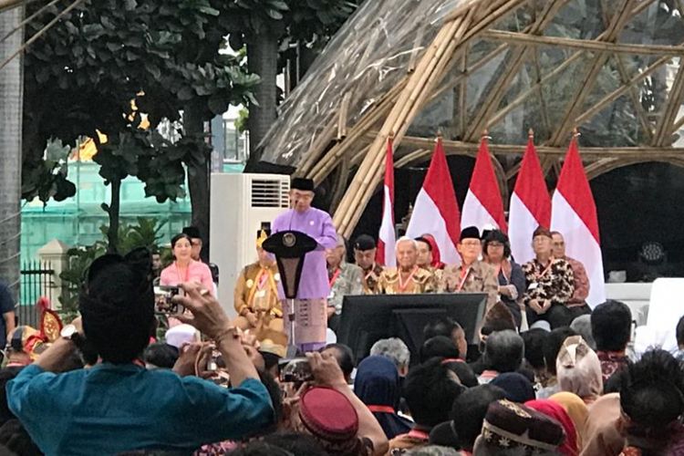  Mendikbud Muhadjir Effendy saat acara Kongres Kebudayaan Indonesia Tahun 2018, di Gedung Kemendikbud, Jakarta Pusat, Minggu (9/12/2018). 