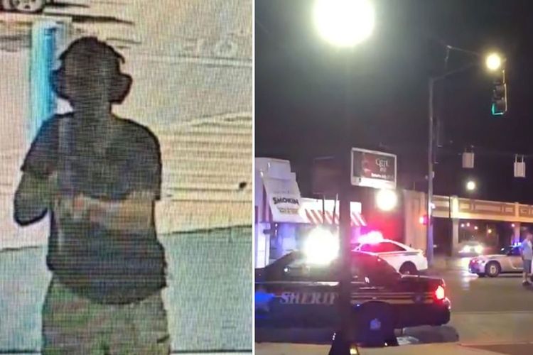 Foto kiri: Seorang pria sambil membawa senapan serbu menyerang Walmart El Paso dalam penembakan massal Texas yang menewaskan 20 orang. Foto kanan: polisi berjaga di kawasan hiburan malam populer di Dayton setelah terjadi penembakan massal Ohio yang membunuh sembilan orang. Kedua penembakan massal tersebut terjadi kurang dari 24 jam sepanjang akhir pekan ini.