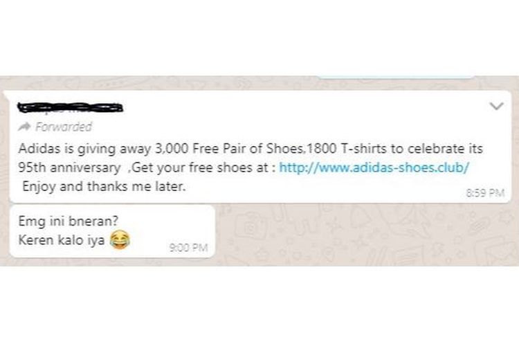 adidas free shoes whatsapp 2019