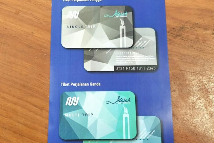 Gambar kartu atau tiket khusus MRT Jakarta yang terdiri dari dua jenis, yakni single trip dan multi trip.