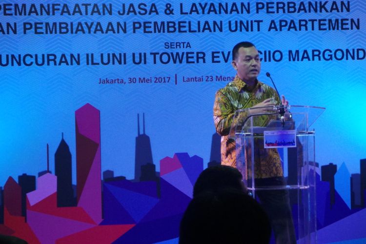 Direktur Utama PT PP Properti Tbk Taufik Hidayat, saat konferensi pers di Menara BTN, Jakarta Pusat, Selasa (30/5/2017).