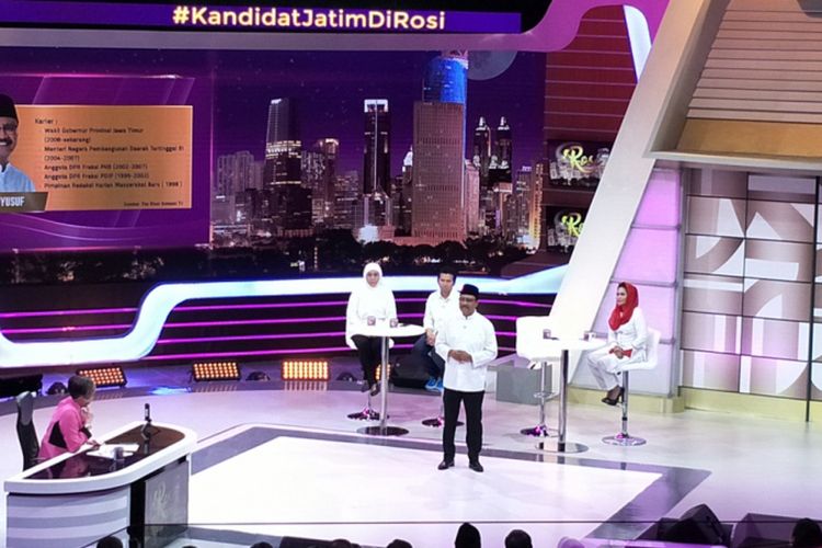 Calon Gubernur Jatim Saifullah Yusuf saat menjadi narasumber dalam acara Rosi dan Kandidat Pemimpin Jawa Timur di Kompas TV, Kamis (15/3/2018).