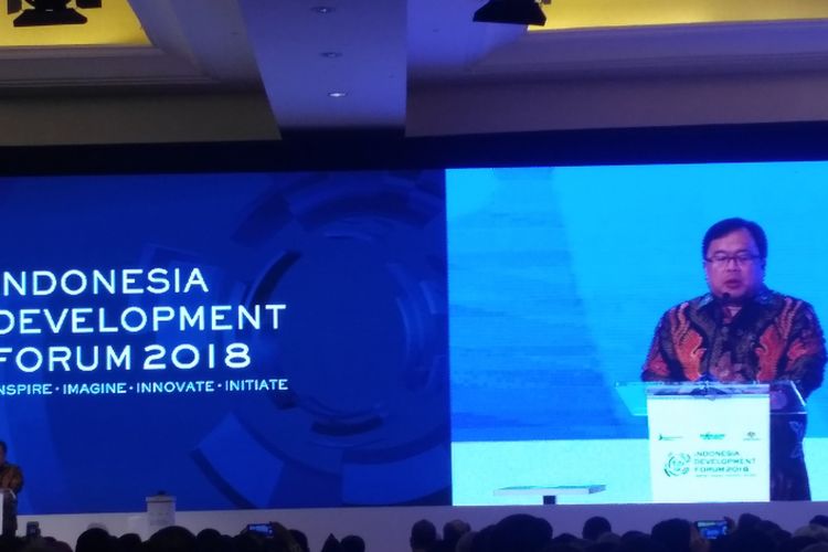 Menteri PPN/Kepala Bappenas Bambang Brodjonegoro saat membuka IDF 2018 di Jakarta, Selasa (10/7/2018).