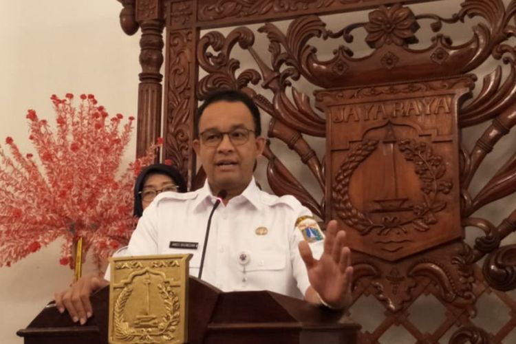 Gubernur DKI Jakarta Anies Baswedan di Balai Kota DKI Jakarta, Jalan Medan Merdeka Selatan, Rabu (30/1/2019).