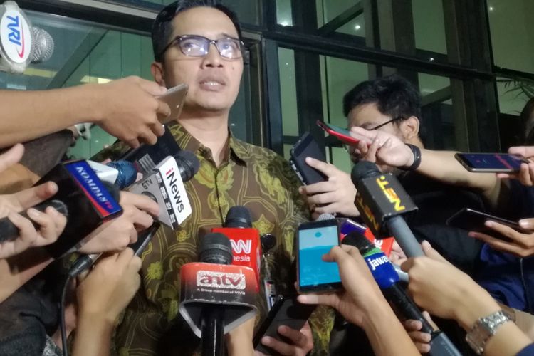 Juru Bicara KPK Febri Diansyah di gedung Merah Putih KPK, Jakarta, Kamis (18/10/2018)