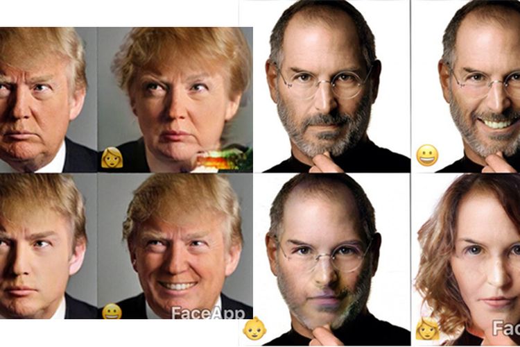 Foto Donald Trump dan Steve Jobs diedit di FaceApp