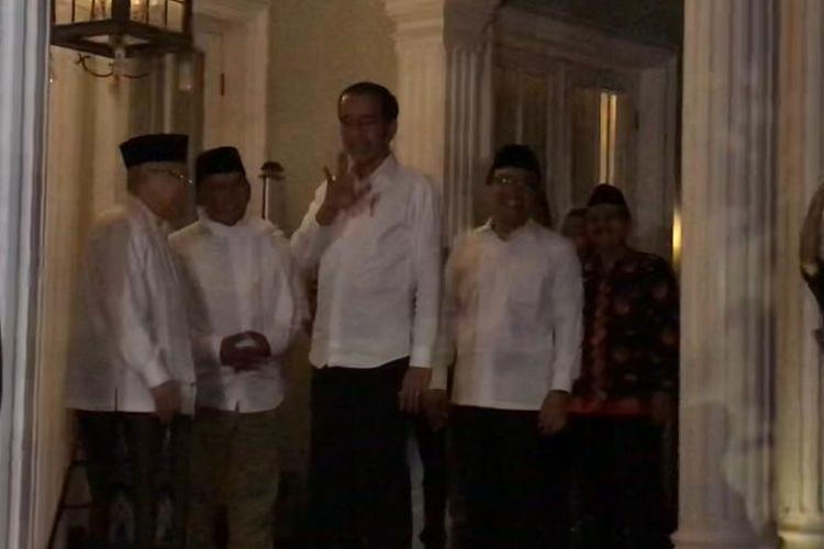 Capres petahana Joko Widodo, Kamis (27/6/2019) malam, saat mendatangi kediaman cawapresnya Kiai Haji Maruf Amin di Jl Situbondo Menteng Jakarta Pusat.
