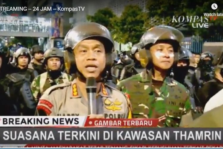 Kapolres Jakarta Pusat Kombes Harry Kurniawan di depan Gedung Bawaslu, Jakarta, Rabu (22/5/2019) malam.