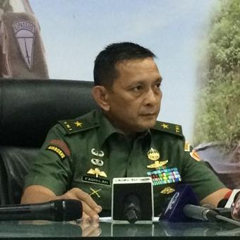 Kapuspen TNI Mayjen MS Fadhilah, saat masih menjabat Kepala Dinas Penerangan TNI AD (Kadispenad) dalam konferensi pers di Kantor Dinas Penerangan AD, Jakarta, Minggu (27/11/2016).