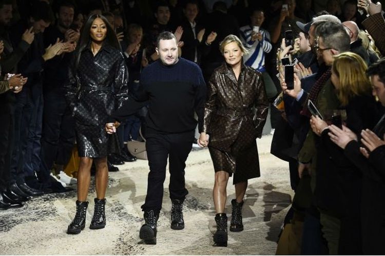 Kim Jones, Kate Moss dan Naomi Campbell di Paris Fashion Weak