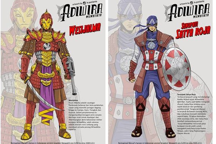 Karya ilustrasi dari Is Yuniarto (38) yang terinspirasi dari karakter Avengers: Endgame dan membuatnya versi Kerajaan Majapahit.