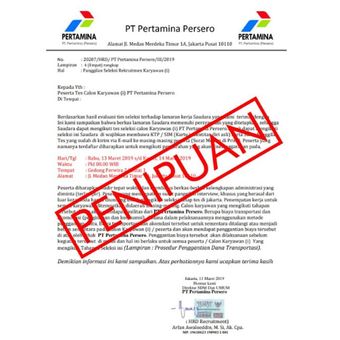 Surat palsu rekrutmen PT Pertamina (Persero)