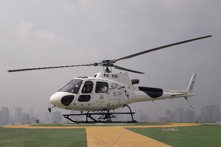 Jakarta Heli Club menyediakan jasa transportasi Helicopter Shuttle Service rute Jakarta - Cikarang melalui helipad di GP Plaza, Slipi, Jakarta Barat, Rabu (6/6/2018).