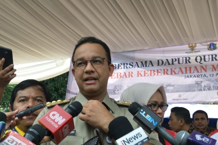 Gubernur DKI Jakarta Anies Baswedan di Lenggang Jakarta, Monas, Jakarta Pusat, Senin (12/8/2019).