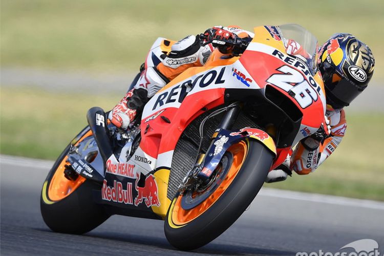 Mar Marquez menggunakan motor tes saat sesi tes Brno Senin (6/8/2018)