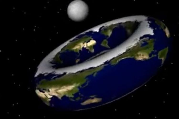 Ilustrasi bumi berbentuk donat.