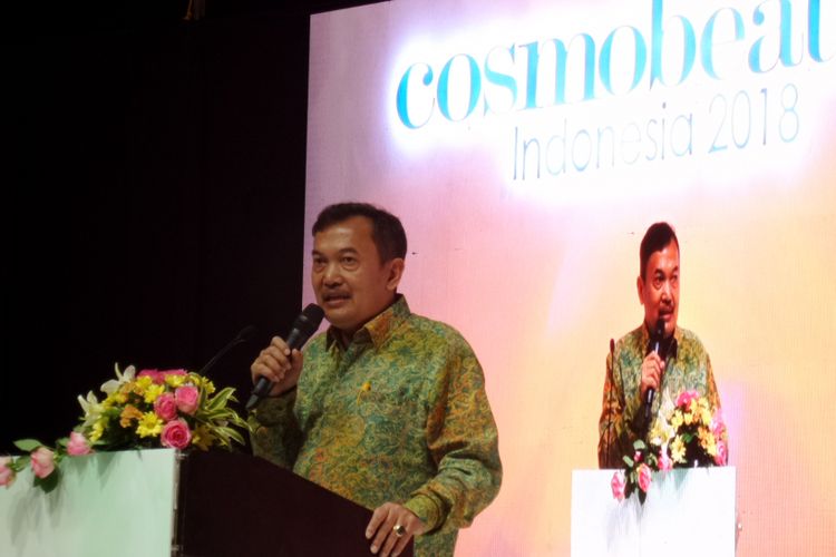 Direktur Pengawasan Kosmetik Badan Pengawas Obat dan Makanan (BPOM) RI Arustiyono ketika menghadiri acara Cosmobeaute Indonesia 2018 di Jakarta Convention Center (JCC), Kamis (11/10/2018). 