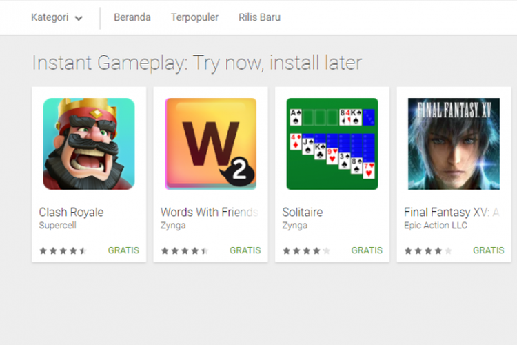 Google Play Instant, mengijinkan pengguna mencoba game sebelum mengunduhnya di perangkat Android