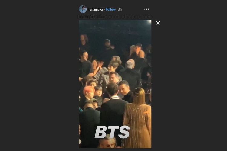 Bidik layar postingan Instagram Story Luna Maya saat menonton BTS di Billboard Music Awards 2019 di Las Vegas, AS, Rabu (1/5/2019) waktu setempat.