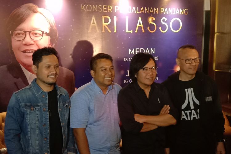 Ari Lasso dalam jumpa pers persiapan gelar konser tunggalnya di Plaza Festival, Kuningan, Jakarta Selatan, Senin (9/9/2019).