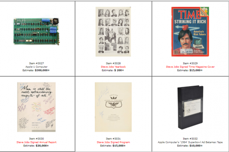 Item Apple yang dilelang di rumah pelelangan RR Auction(RR Auction)