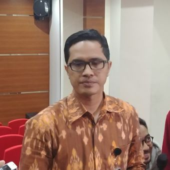Juru Bicara KPK Febri Diansyah di Gedung KPK, Jakarta, Senin (13/11/2017).
