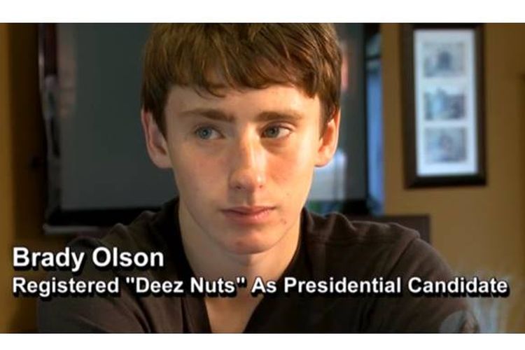 Brady Olsen atau Deez Nuts (15) menyalonkan dirinya sebagai capres AS ketiga pada pemilu 2016.