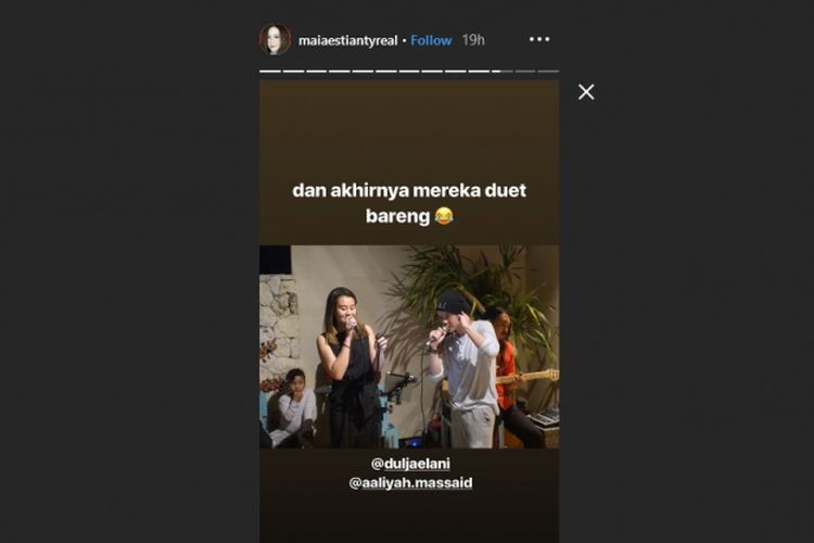 Dul Jaelani dan Aaliyah Massaid dalam Instagram Story Maia Estianty.