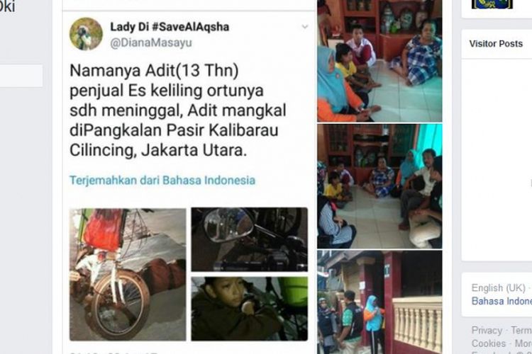 Dinas Sosial DKI Jakarta menyampaikan informasi terkait penjual es bernama Adittia April Setiawan yang fotonya viral di media sosial.  