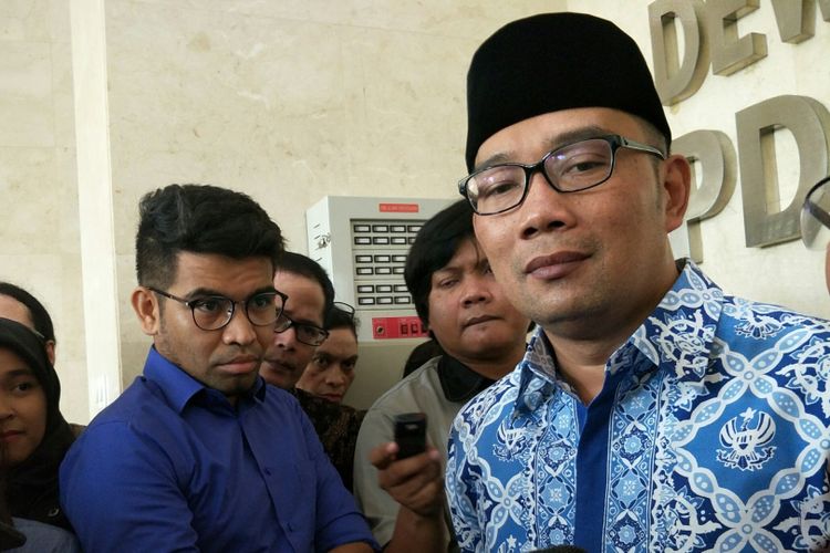 Wali Kota Bandung Ridwan Kamil ketika ditemui usai berkunjung ke kantor DPP PDI-P, di Jalan Diponegoro, Jakarta Pusat, Rabu (3/1/2018).