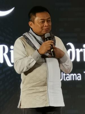 Direktur Utama Telkomsel Ririek Adriansyah dalam acara buka puasa bersama di kantor Telkomsel di Jakarta, Senin (20/5/2019).