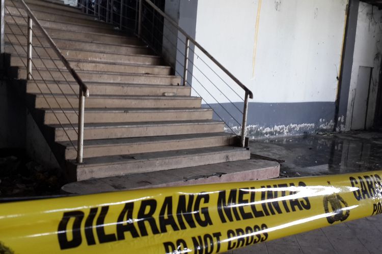 Lokasi ditemukannya potongan tubuh wanita di lantai 2 Pasar Besar Kota Malang, Rabu (15/5/2019)