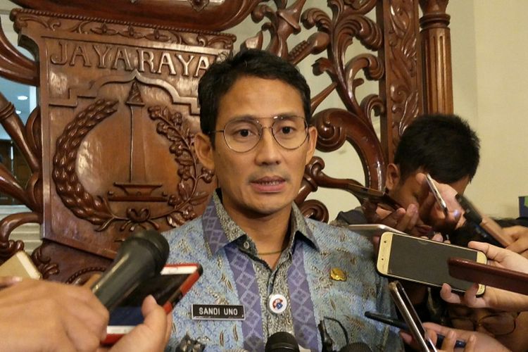 Wakil Gubernur DKI Jakarta Sandiaga Uno di Balai Kota DKI Jakarta, Jalan Medan Merdeka Selatan, Kamis (23/11/2017).