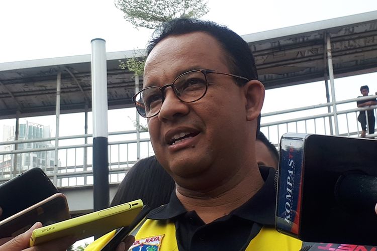 Gubernur DKI Jakarta Anies Baswedan di kawasan Dukuh Atas, Jakarta Selatan, Minggu (18/8/2019).