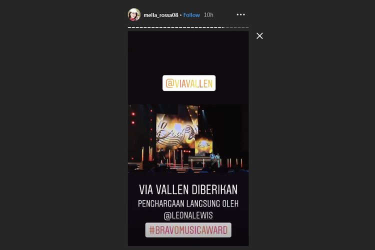 Bidik layar video saat Via Vallen menerima penghargaan dari BraVo Awards 2019.