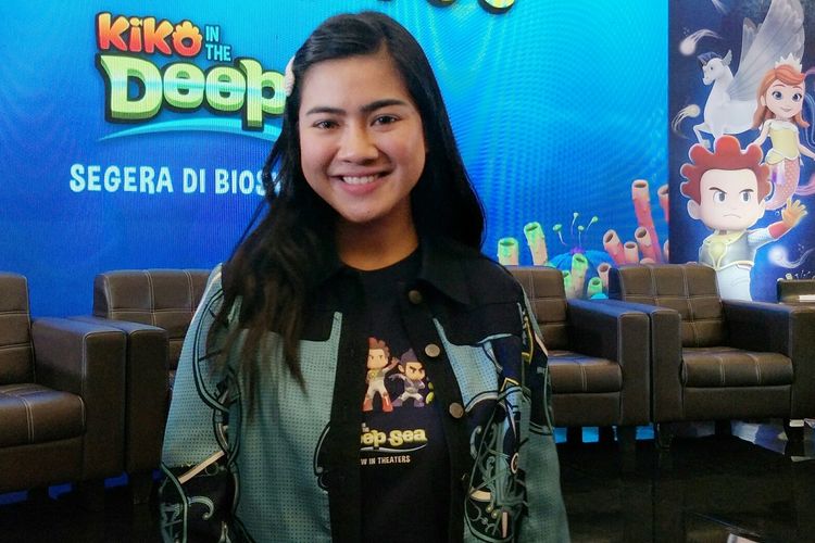 Artis peran Felicya Angelista saat ditemui di jumpa pers peluncuran trailer dan poster film animasi Kiko In The Deep Sea di MNC Studios, Kebon Jeruk, Jakarta Barat, Selasa (28/5/2019).