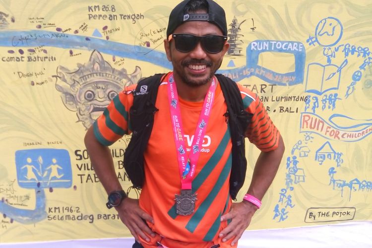 Ibnu Rizal, satu dari enam pelari ultramaraton Run To Care (RTC) 2019 150 Kilometer, yang mewakili perusahaan asuransi FWD. Kegiatan RTC 2019 dilaksanakan di Bali mulai Jumat (26/7/2019) hingga Minggu (28/7/2019).