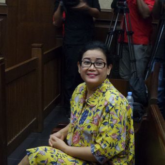 Miryam S Haryani sebelum menjalani sidang pembacaan tuntutan di Pengadilan Tipikor Jakarta, Senin (23/10/2017).