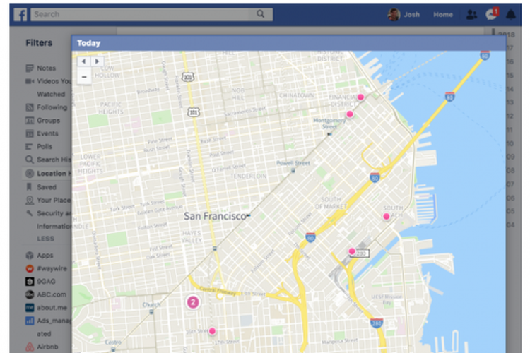 Geo-tag akan muncul di Log Aktivitas Profil pengguna, yang akan menampilkan peta lokasi.