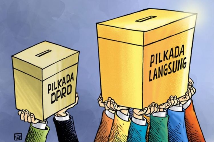 Ilustrasi situasi publik atas UU Pilkada pada 2014, antara pemilihan langsung dan pemilihan kembali lewat DPRD.