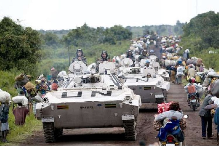 Iring-iringan pasukan PBB di Republik Demokratik Kongo.