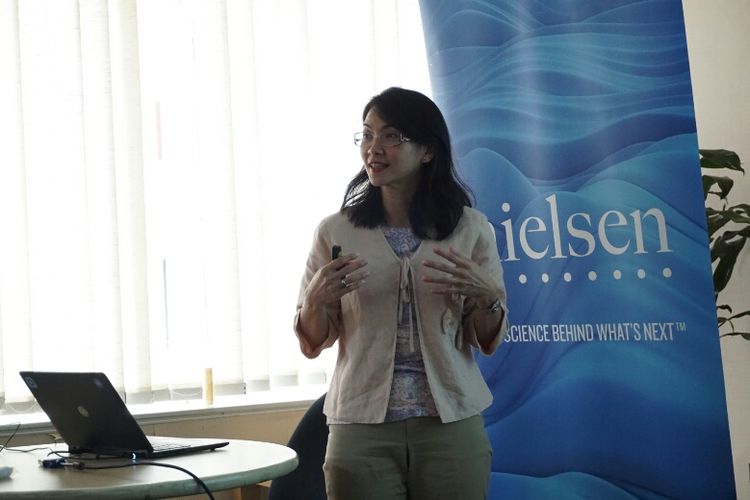 Executive Director Media Business Nielsen Indonesia Hellen Katherina di Kantor Nielsen Indonesia, Jakarta, Rabu (6/6/2018).