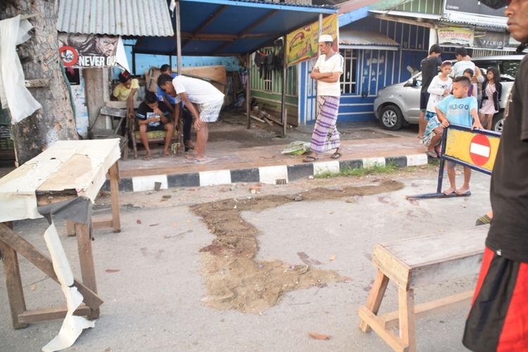 Lokasi saat Muhamad Ridwan (15), warga Kelurahan Wameo, Kecamatan Batupoaro, Kota Baubau, Sulawesi Tenggara, tewas dibacok orang tak dikenal di Jalan Hayam Wuruk, Jumat (30/03/2018) dini hari.