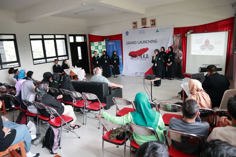 Peluncuran Student Company PT AIG Insurance Indonesia dan Prestasi Junior Indonesia (PJI) di Aula SMKN 38 Jakarta, Selasa (28/5/2019).