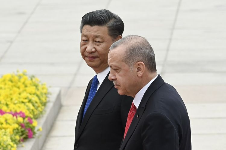 Presiden Turki Recep Tayyip Erdogan dan Presiden China Xi Jinping.