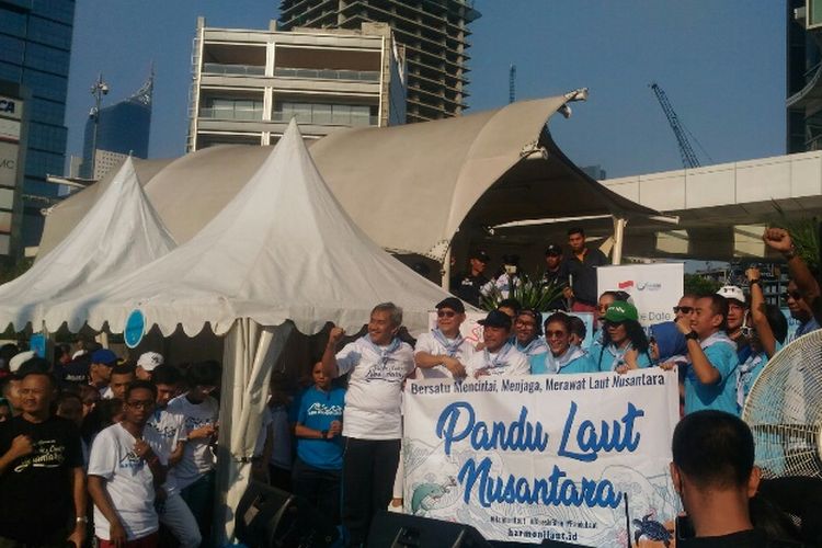 Ajak masyarakat agar lebih cinta laut, Menteri Kelautan dan Perikanan Susi Pudjiastuti deklarasikan organisasi Pandu Laut Nusantara di Jakarta, Minggu (15/7/2018).