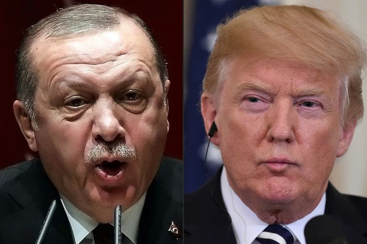 Presiden Turki Recep Tayyip Erdogan (kiri) dan Presiden Amerika Serikat Donald Trump.
