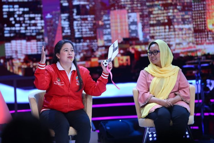 Menko PMK Puan Maharani menghadiri peluncuran program Rumah Pemilu di Menara Kompas, Kamis (2/8/2018)