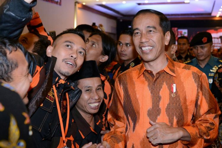 Presiden Joko Widodo menghadiri HUT Pemuda Pancasila di Surakarta, Sabtu (28/10/2017).