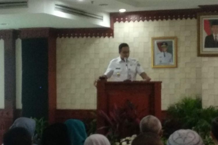 Gubernur DKI Jakarta Anies Baswedan saat membuka musyawarah perencanaan pembangunan (Musrenbang) di Kantor Wali Kota Jakarta Selatan, Rabu (20/3/2019).